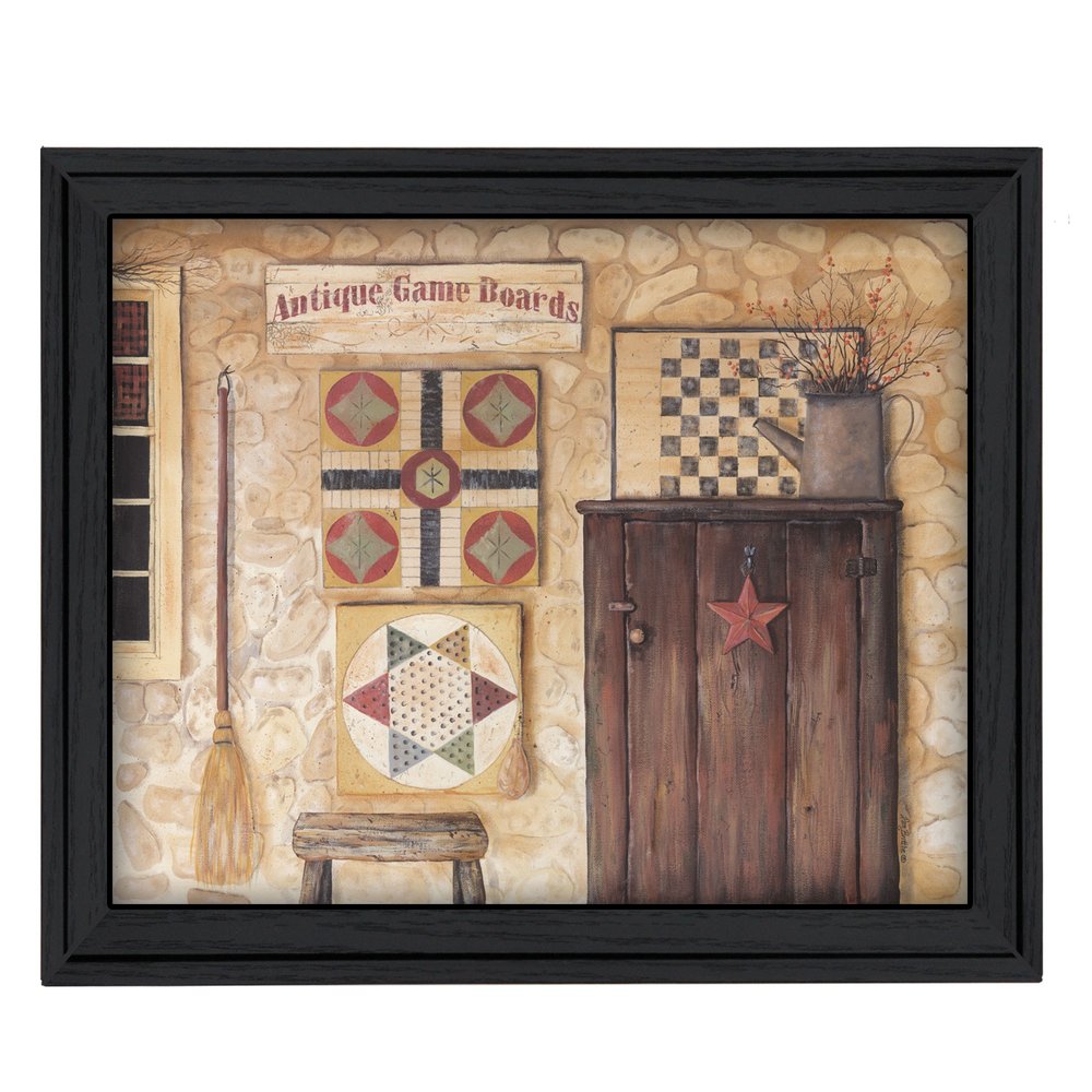 Antique Game Boards Black Framed Print Wall Art — view 1