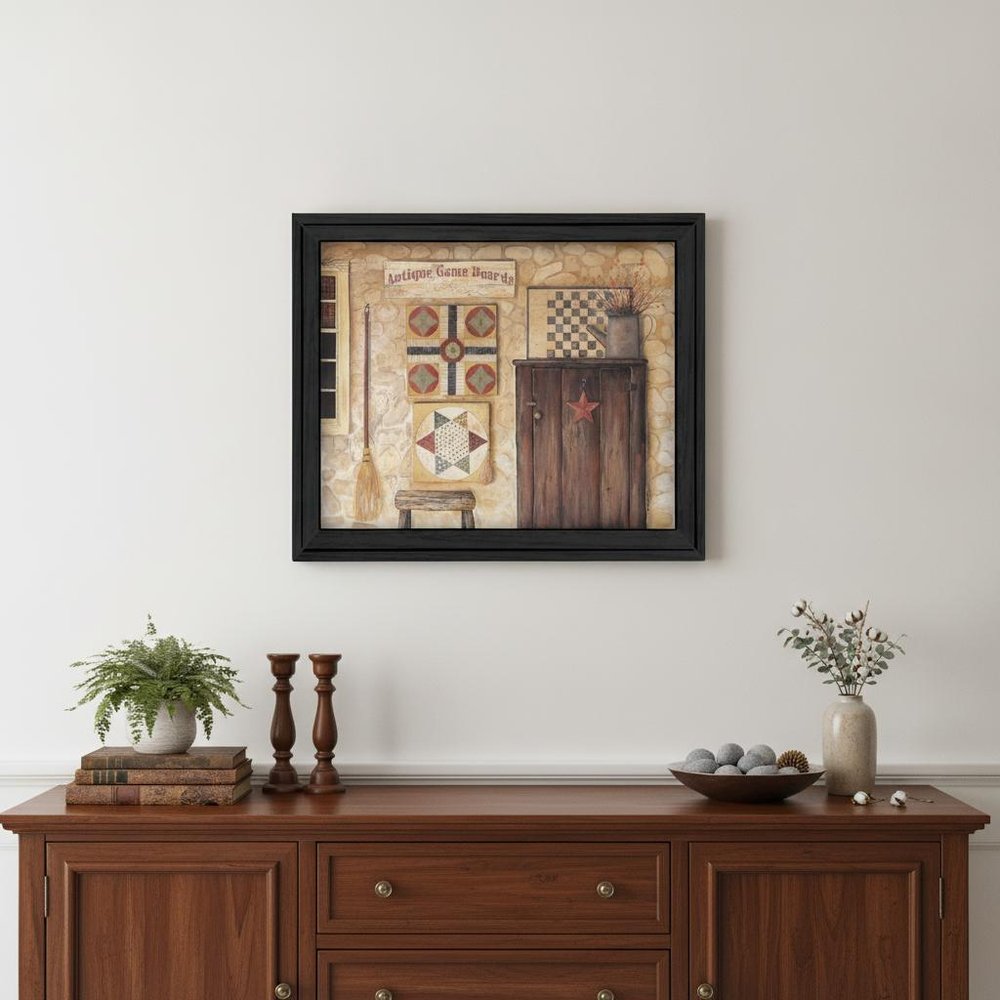 Antique Game Boards Black Framed Print Wall Art — view 4