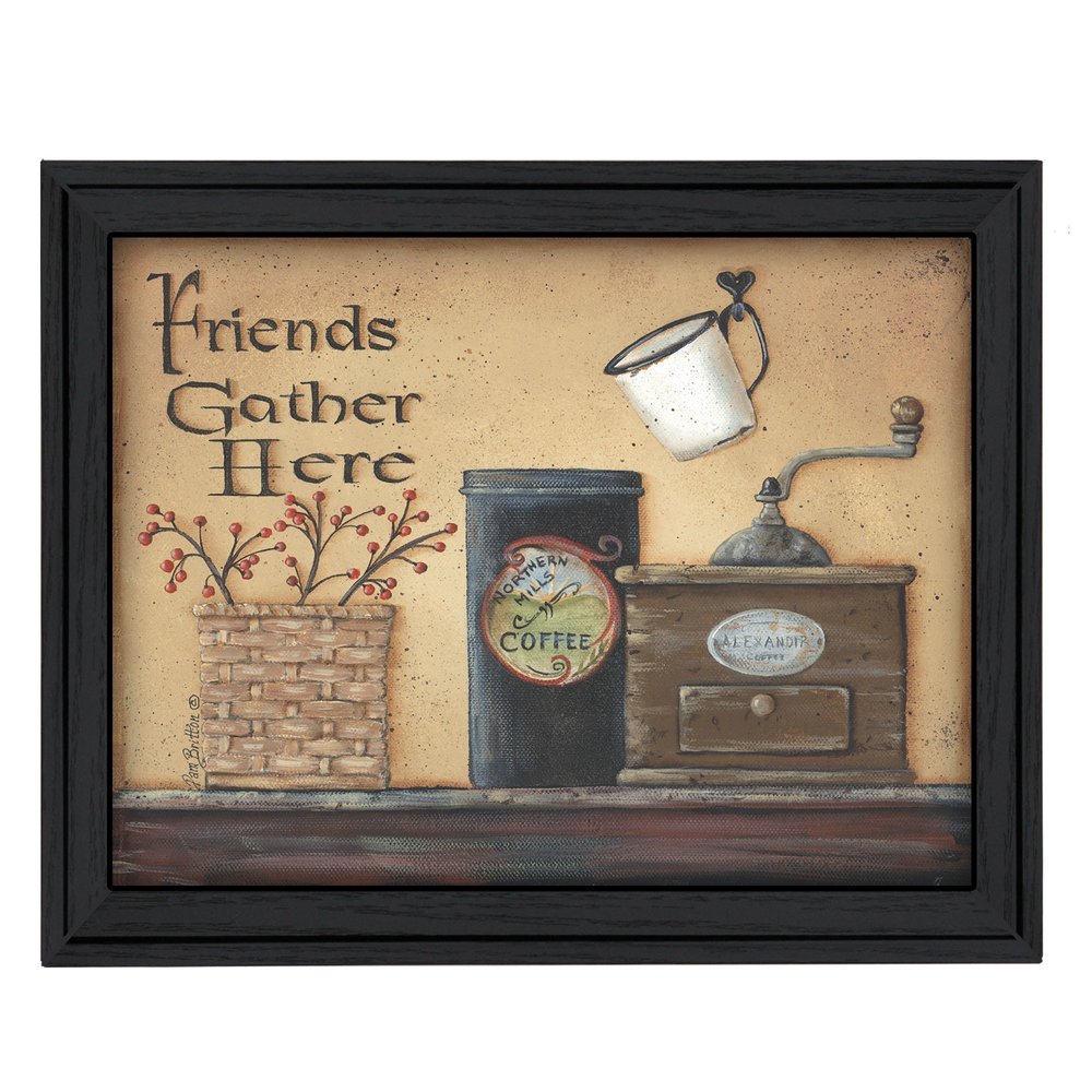Friends Gather Here Black Framed Print Wall Art — view 1