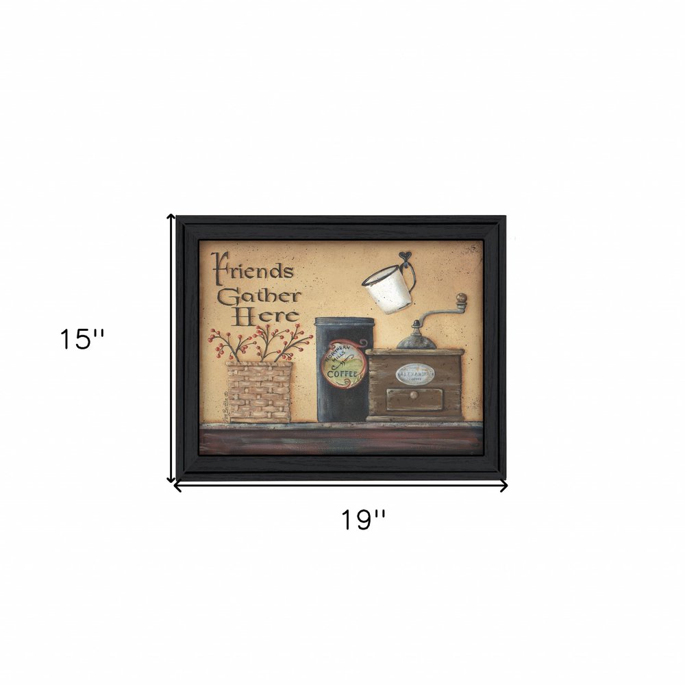 Friends Gather Here Black Framed Print Wall Art — view 3