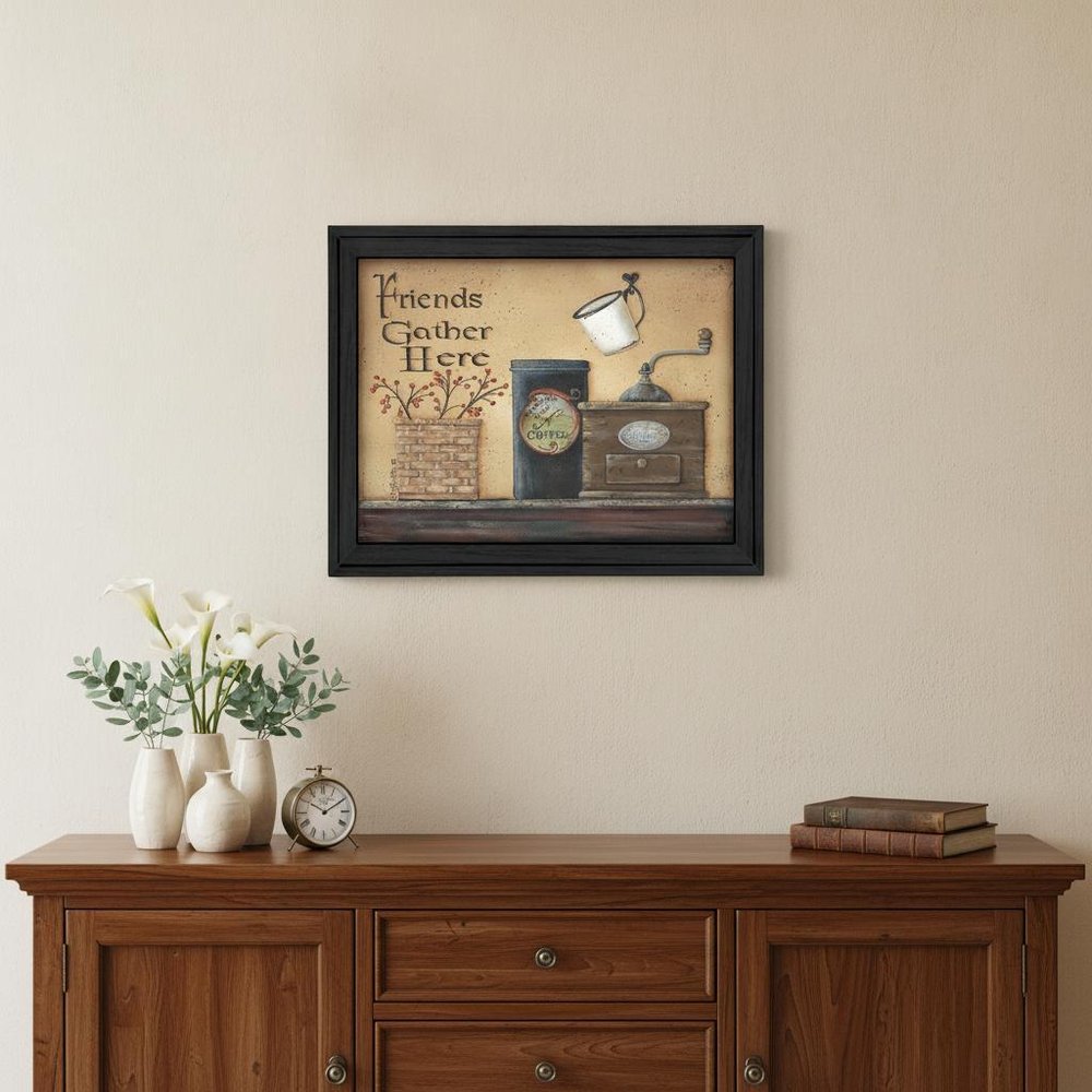 Friends Gather Here Black Framed Print Wall Art — view 4
