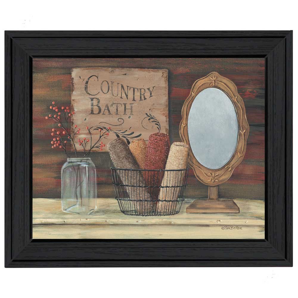 Country Bath 3 Black Framed Print Bathroom Wall Art — view 1