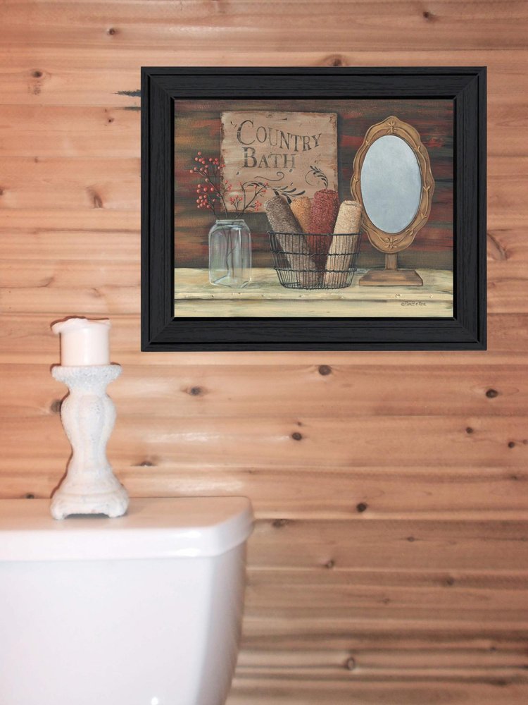 Country Bath 3 Black Framed Print Bathroom Wall Art — view 2