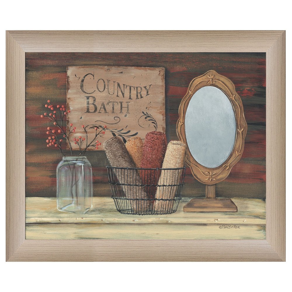 Country Bath 4 Brown Framed Print Bathroom Wall Art — view 1