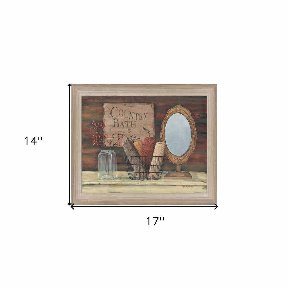 Country Bath 4 Brown Framed Print Bathroom Wall Art — view 3