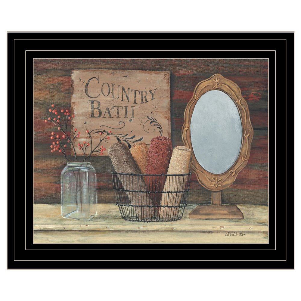 Country Bath 5 Black Framed Print Bathroom Wall Art — view 1