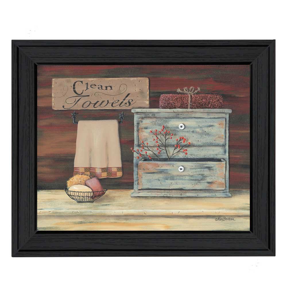 Clean Towels 1 Black Framed Print Bathroom Wall Art — view 1