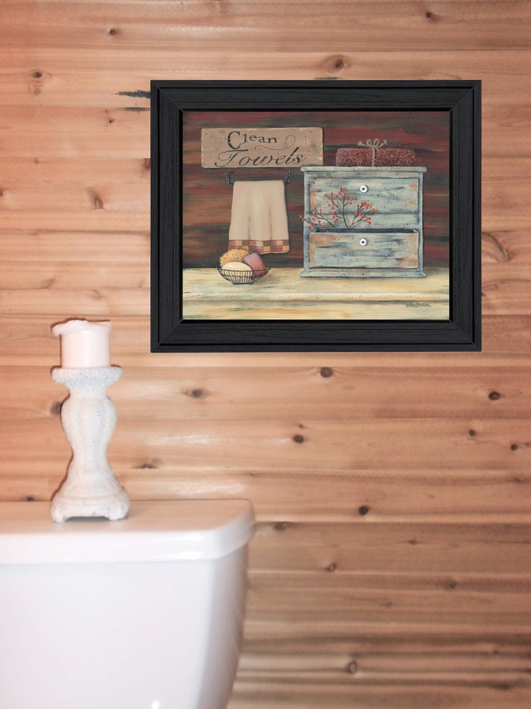 Clean Towels 1 Black Framed Print Bathroom Wall Art — view 2