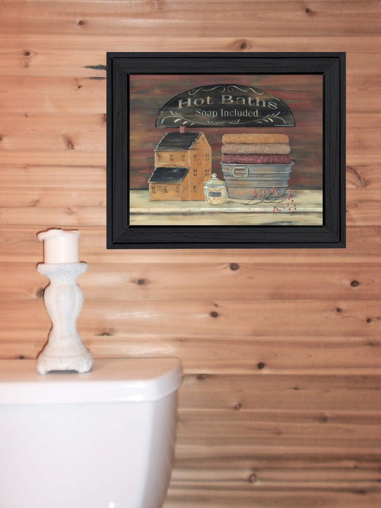 Hot Bath 4 Black Framed Print Bathroom Wall Art — view 2
