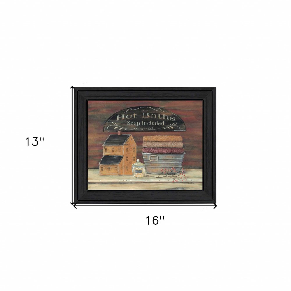 Hot Bath 4 Black Framed Print Bathroom Wall Art — view 4