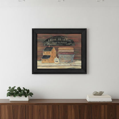 Hot Bath 4 Black Framed Print Bathroom Wall Art