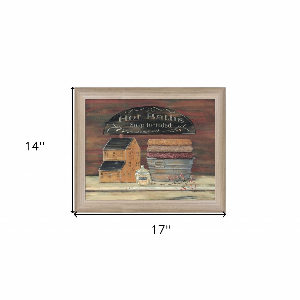 HOT BATH 5 Brown Framed Print Bathroom Wall Art — view 3