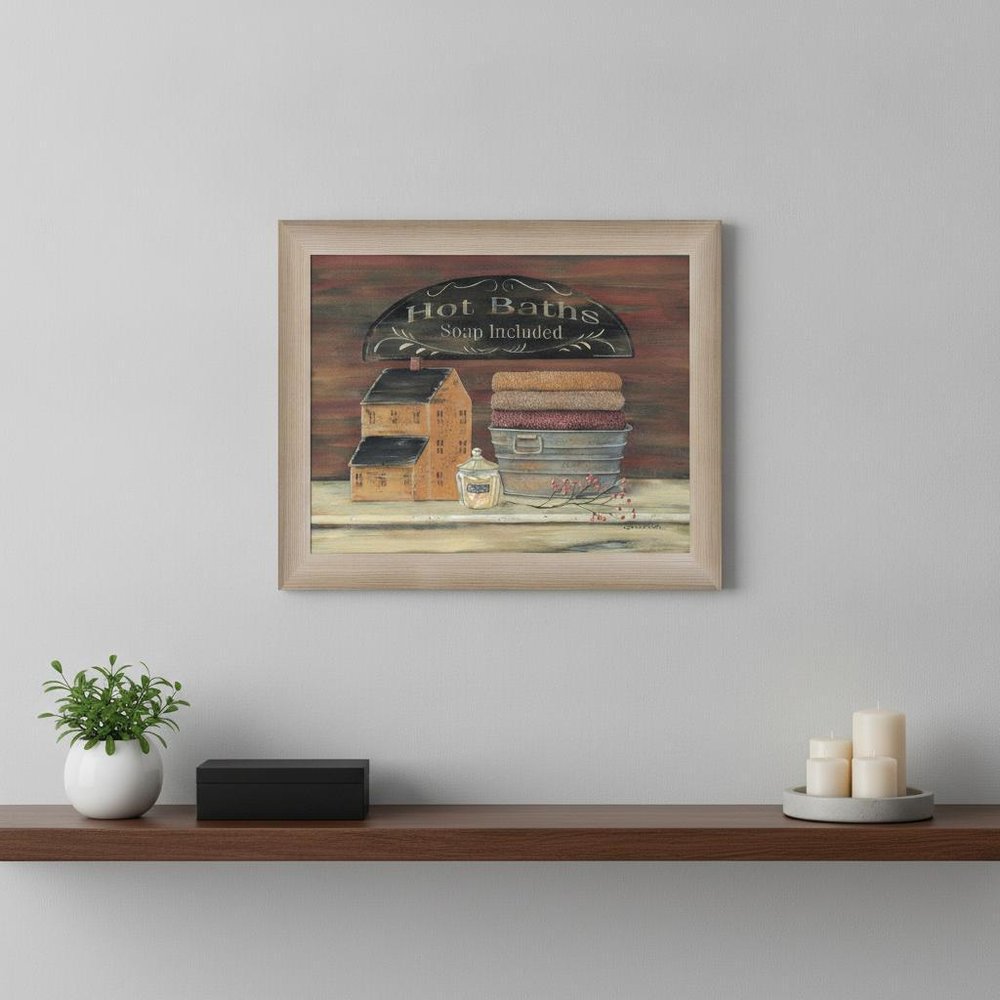 HOT BATH 5 Brown Framed Print Bathroom Wall Art — view 4