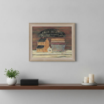 HOT BATH 5 Brown Framed Print Bathroom Wall Art