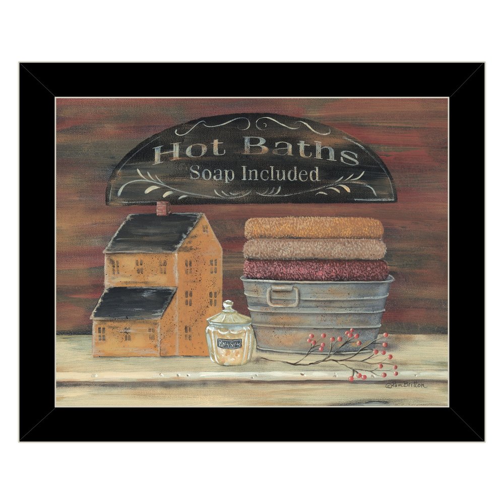 HOT BATH 7 Black Framed Print Bathroom Wall Art — view 1