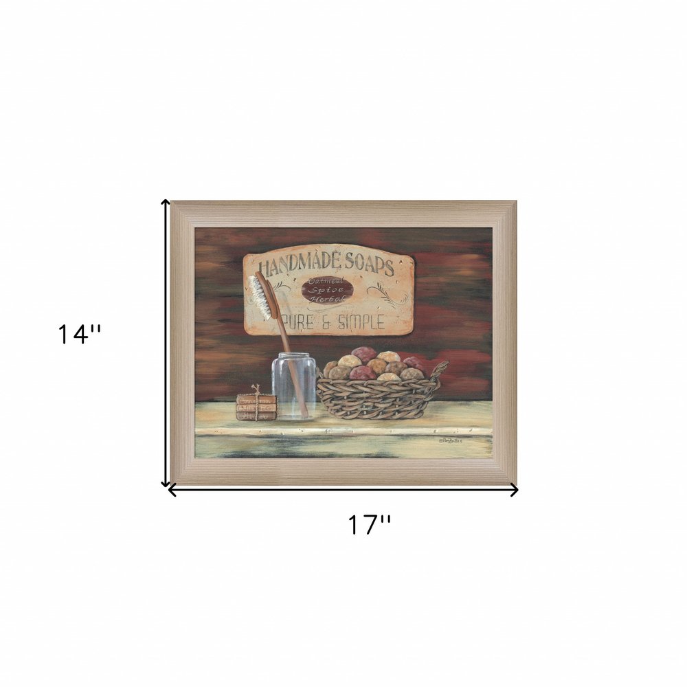 HANDMADE SOAPS 2 Brown Framed Print Bathroom Wall Art — view 3