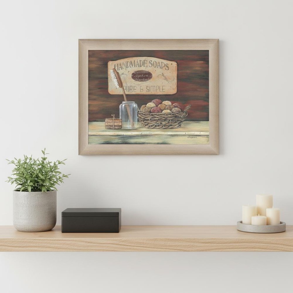 HANDMADE SOAPS 2 Brown Framed Print Bathroom Wall Art — view 4