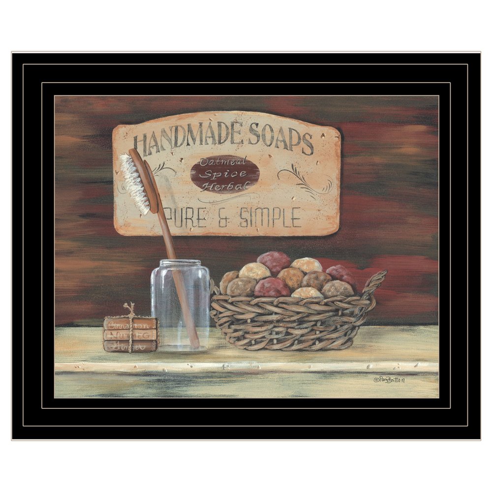 HANDMADE SOAPS 3 Black Framed Print Bathroom Wall Art — view 1