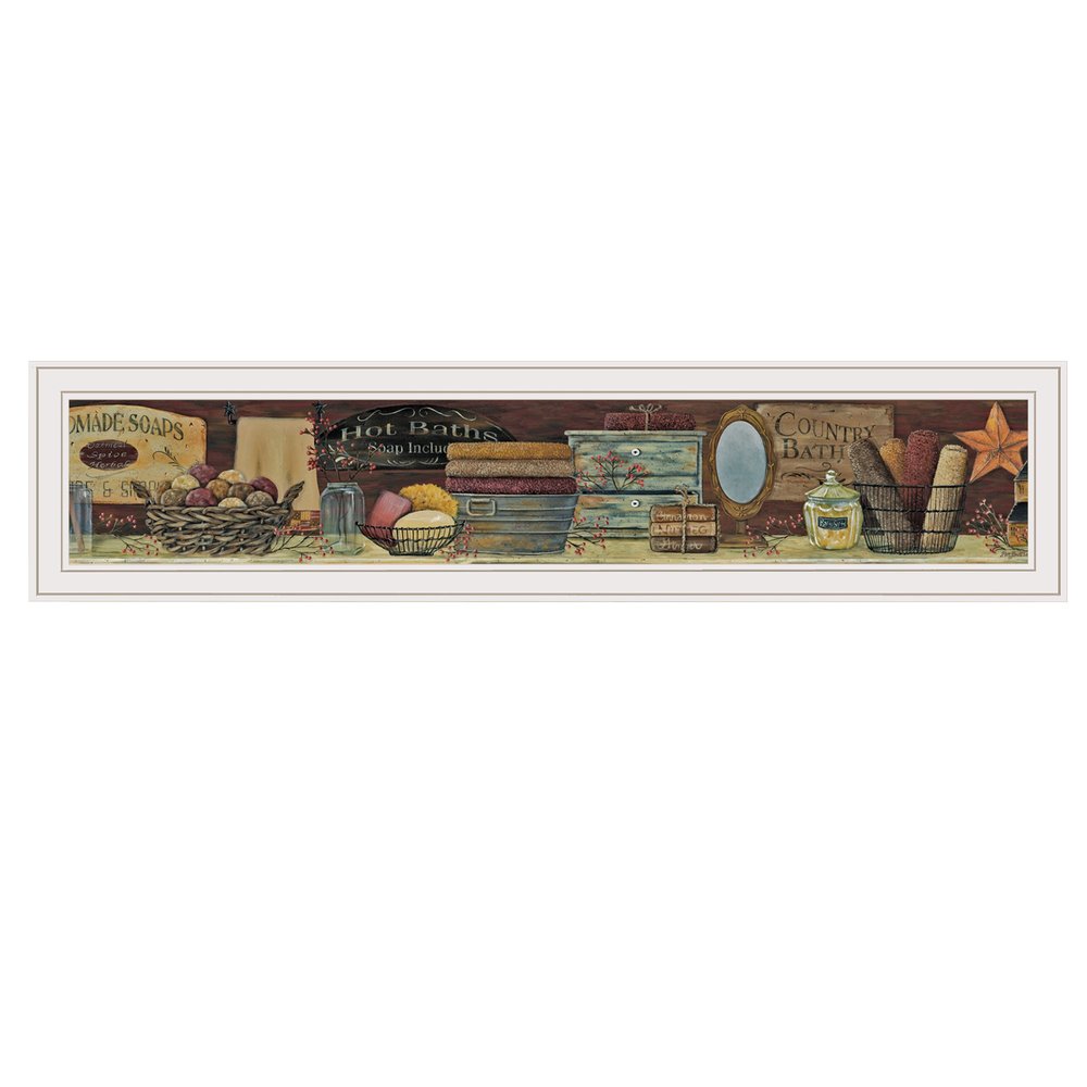 Country Bath Shelf 2 White Framed Print Bathroom Wall Art — view 1
