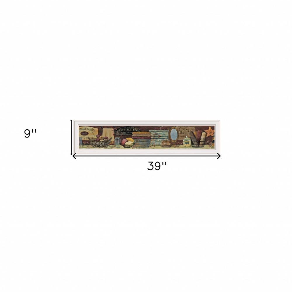 Country Bath Shelf 2 White Framed Print Bathroom Wall Art — view 3