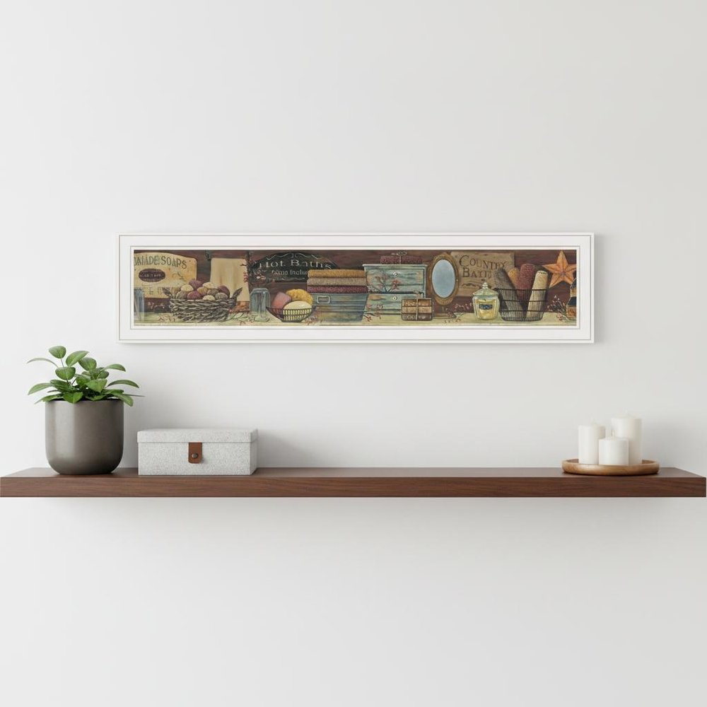 Country Bath Shelf 2 White Framed Print Bathroom Wall Art — view 5