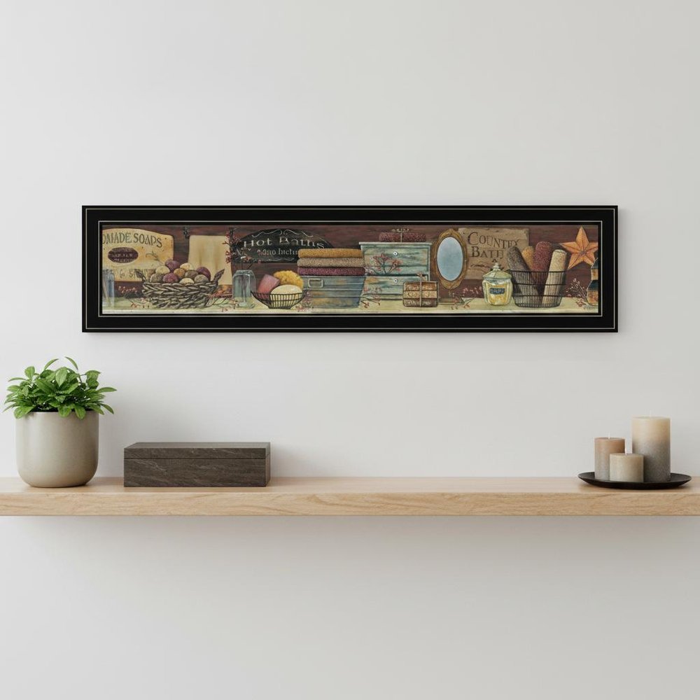 Country Bath Shelf 3 Black Framed Print Bathroom Wall Art — view 5