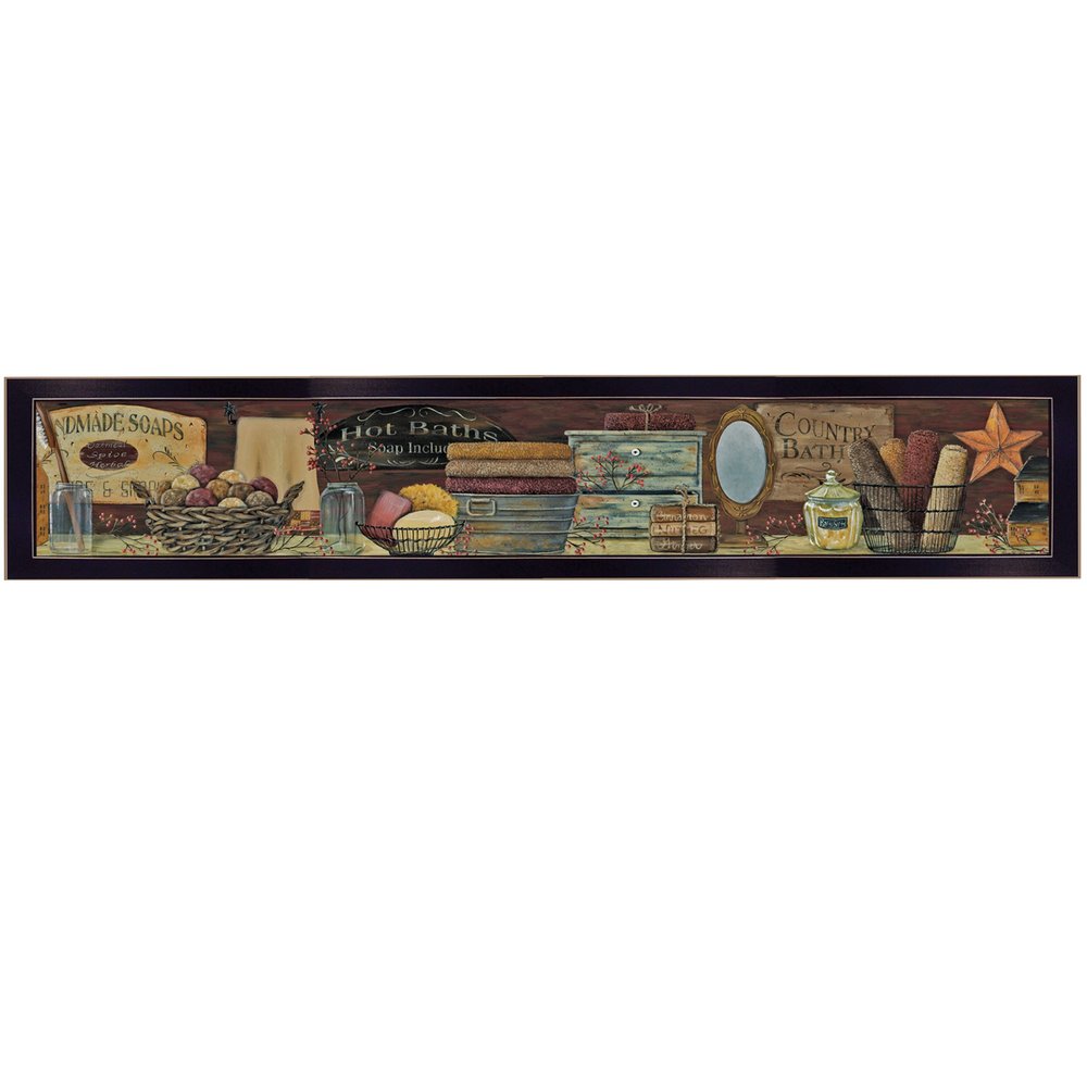 Country Bath Shelf 4 Black Framed Print Bathroom Wall Art — view 1