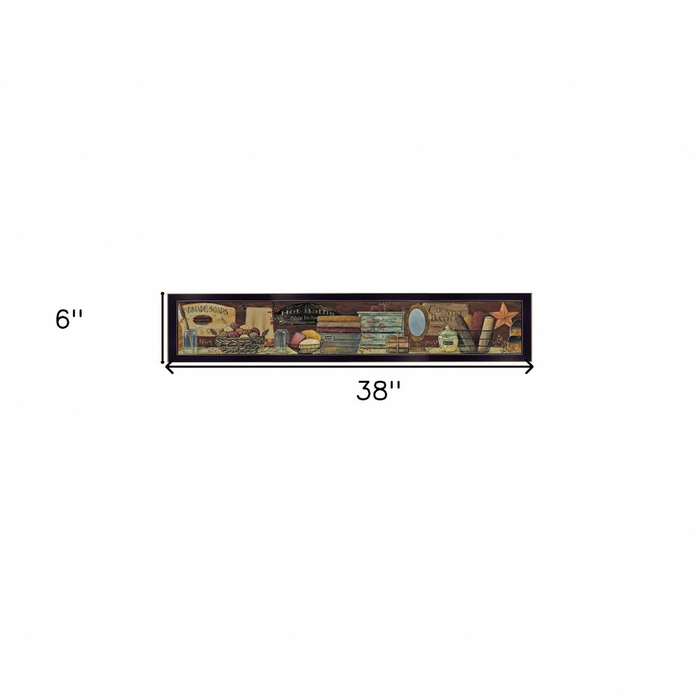 Country Bath Shelf 4 Black Framed Print Bathroom Wall Art — view 3