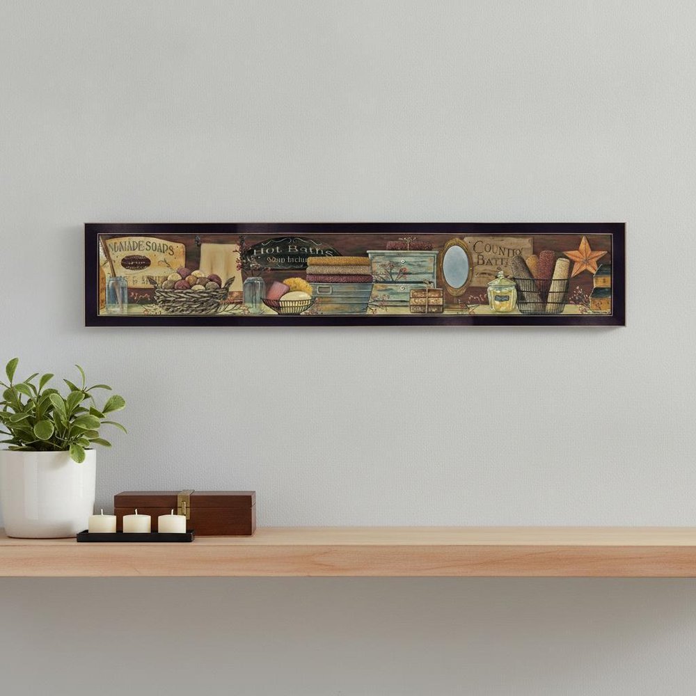 Country Bath Shelf 4 Black Framed Print Bathroom Wall Art — view 5