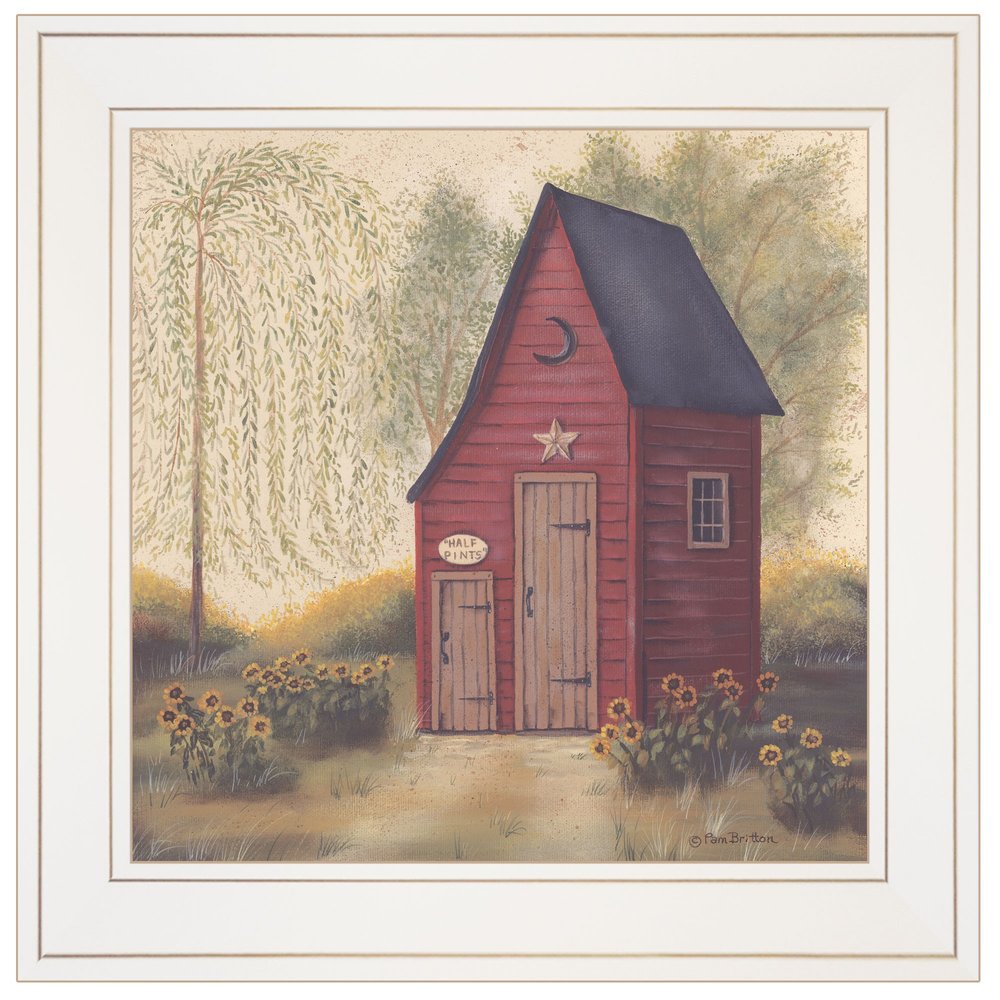 Folk Art Outhouse II 1 White Framed Print Bathroom Wall Art — view 1