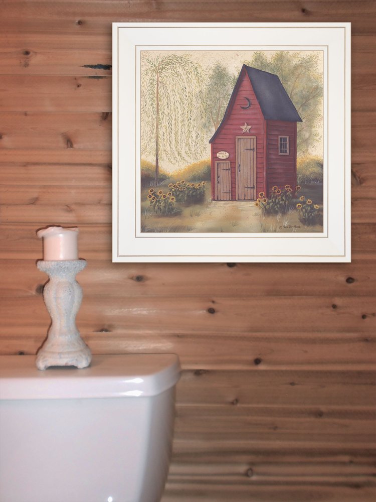 Folk Art Outhouse II 1 White Framed Print Bathroom Wall Art — view 2