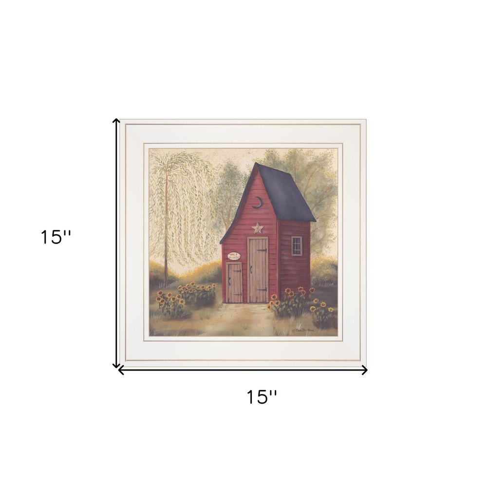 Folk Art Outhouse II 1 White Framed Print Bathroom Wall Art — view 5