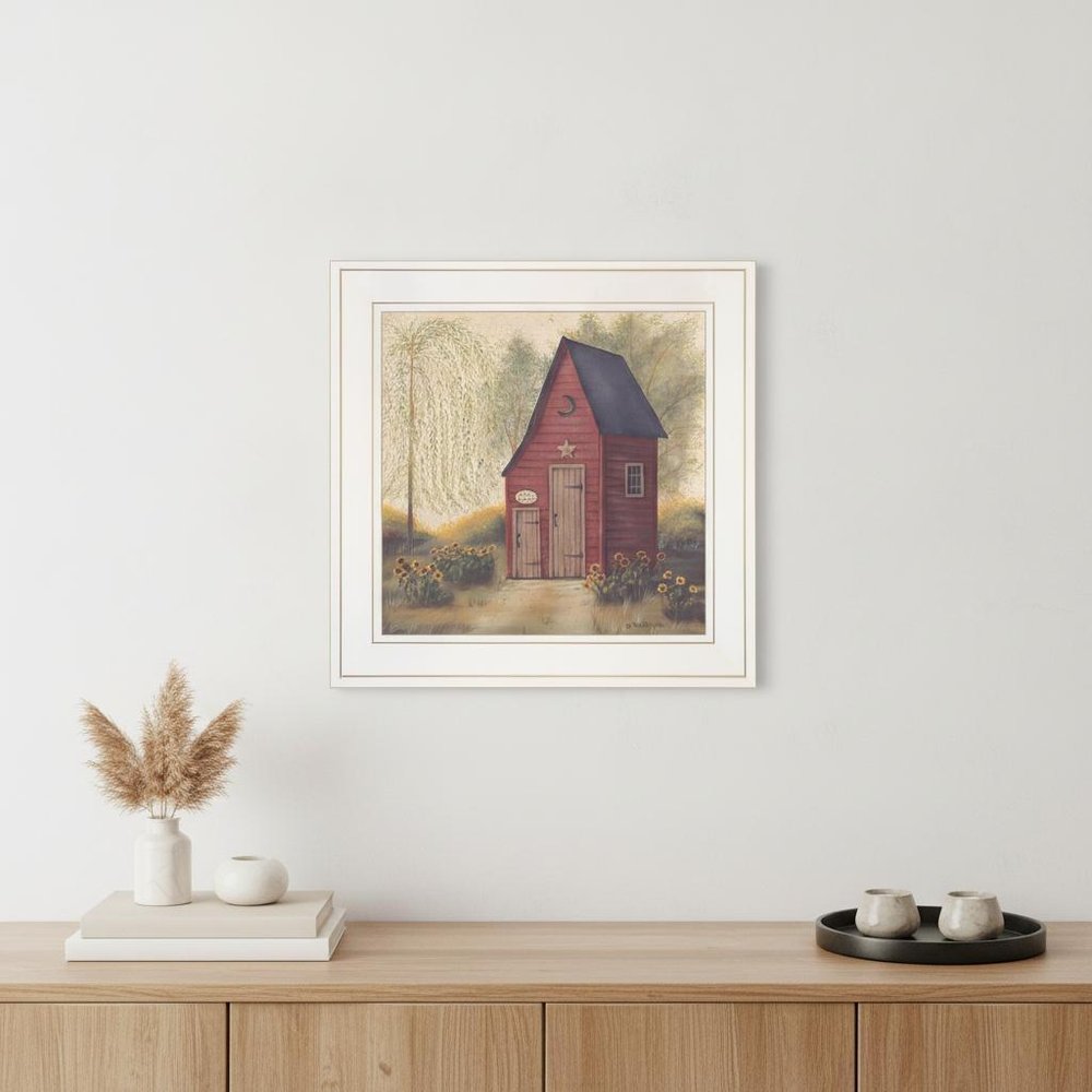 Folk Art Outhouse II 1 White Framed Print Bathroom Wall Art — view 6