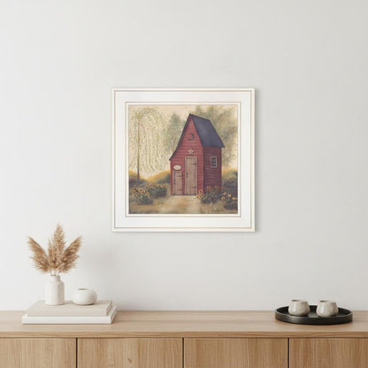 Folk Art Outhouse II 1 White Framed Print Bathroom Wall Art