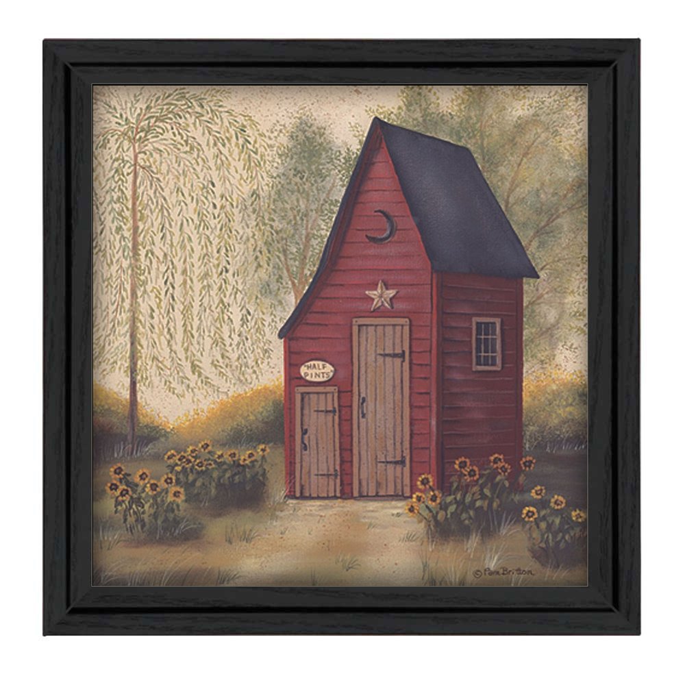 Folk Art Outhouse Black Framed Print Wall Art — view 1