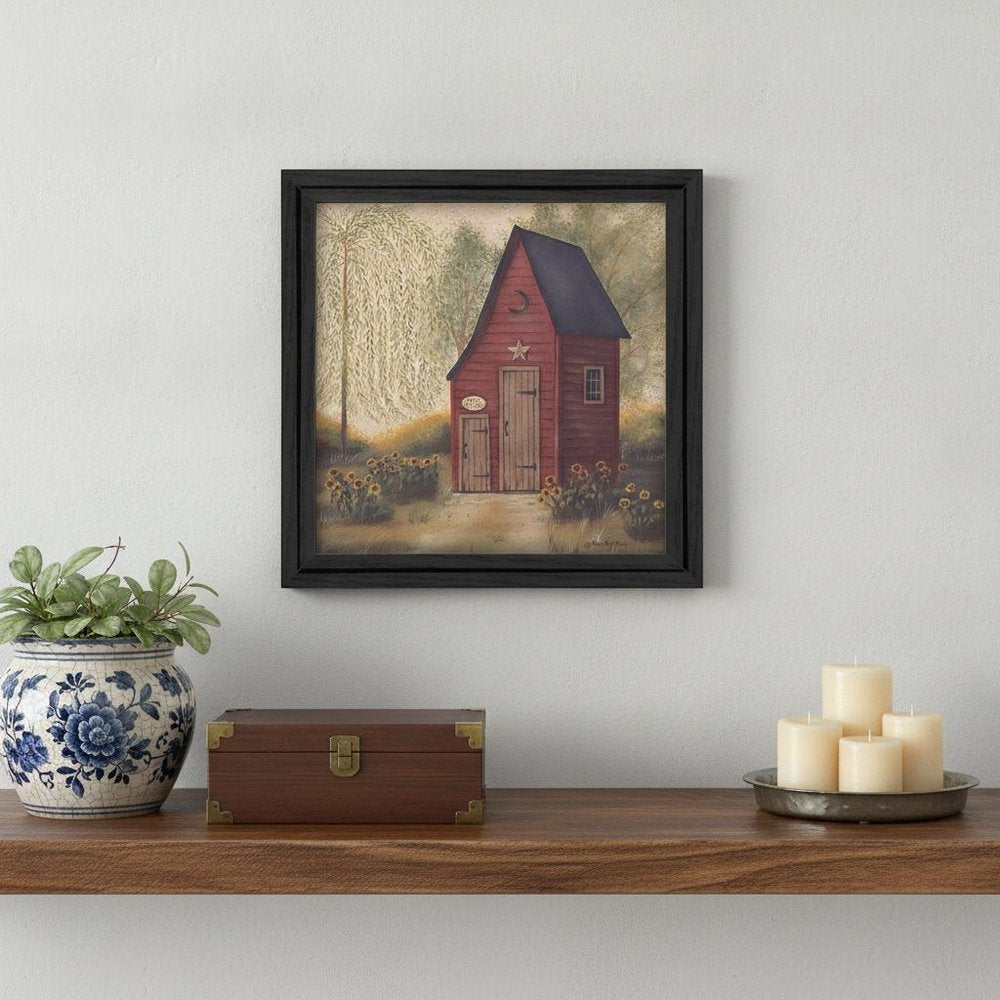 Folk Art Outhouse Black Framed Print Wall Art — view 4