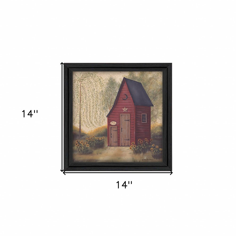 Folk Art Outhouse Black Framed Print Wall Art — view 3