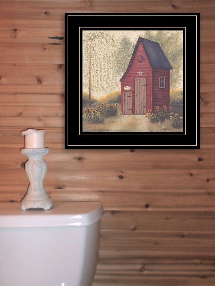 Folk Art Outhouse II 2 Black Framed Print Bathroom Wall Art — view 2