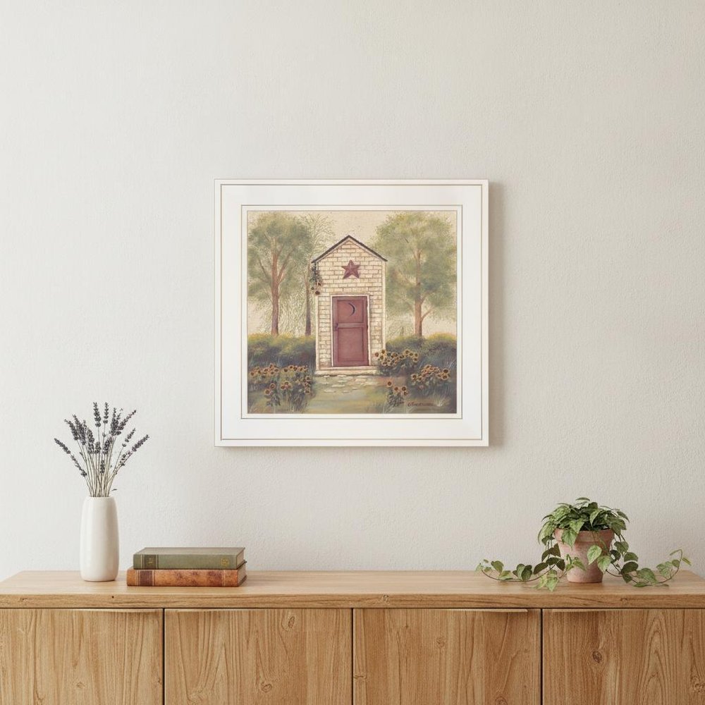 Folk Art Outhouse III 1 White Framed Print Wall Art — view 6