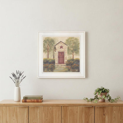 Folk Art Outhouse III 1 White Framed Print Wall Art