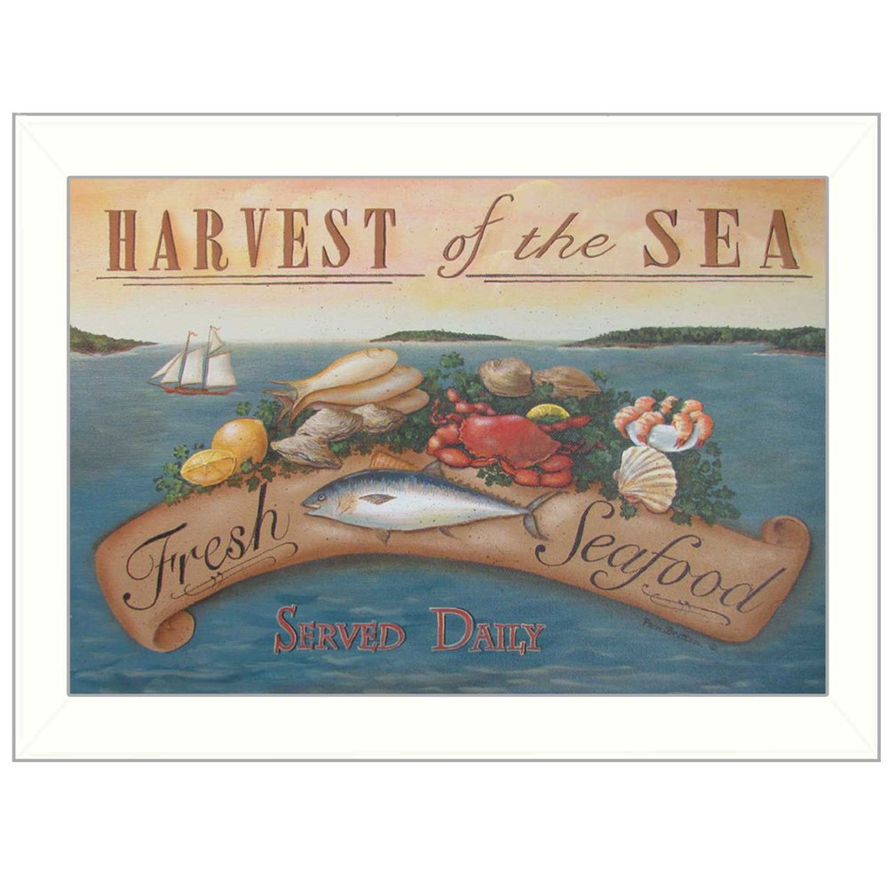 Sea Harvest White Framed Print Kitchen Wall Art — view 1