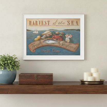Sea Harvest White Framed Print Kitchen Wall Art
