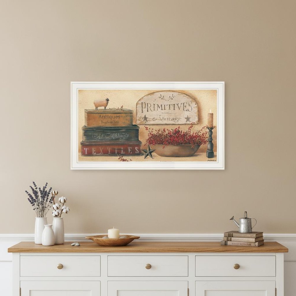 Primitives and Vintage 2 White Framed Print Wall Art — view 4