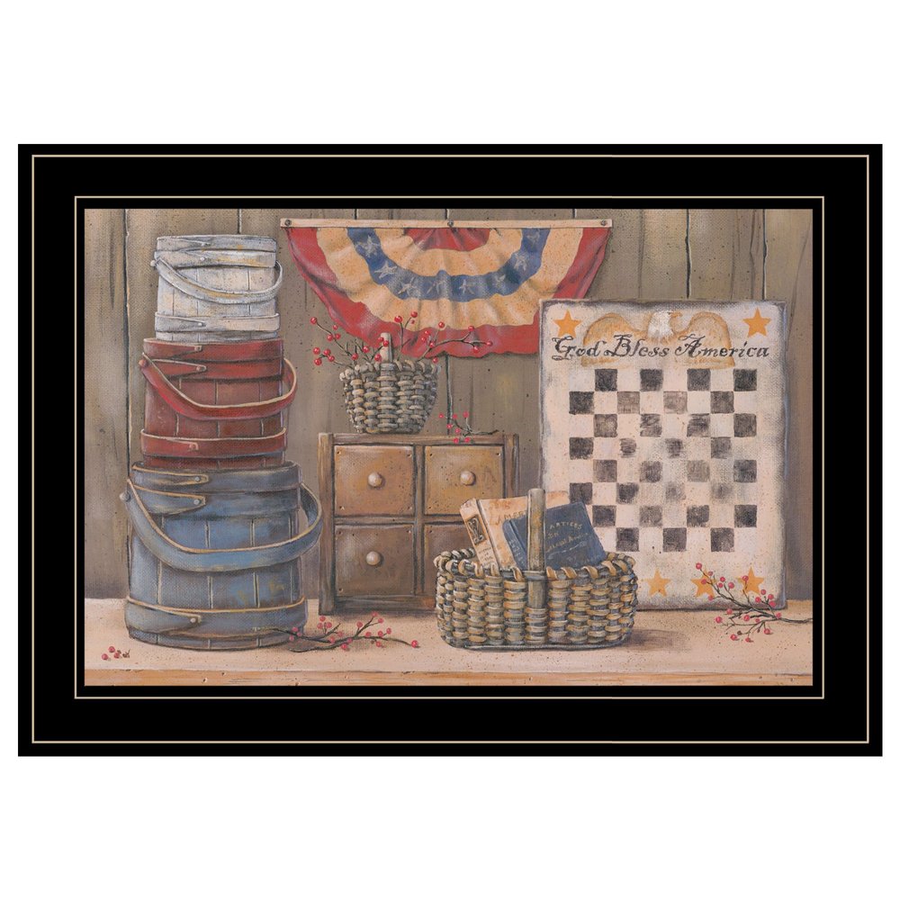 God Bless America 3 Black Framed Print Wall Art — view 1