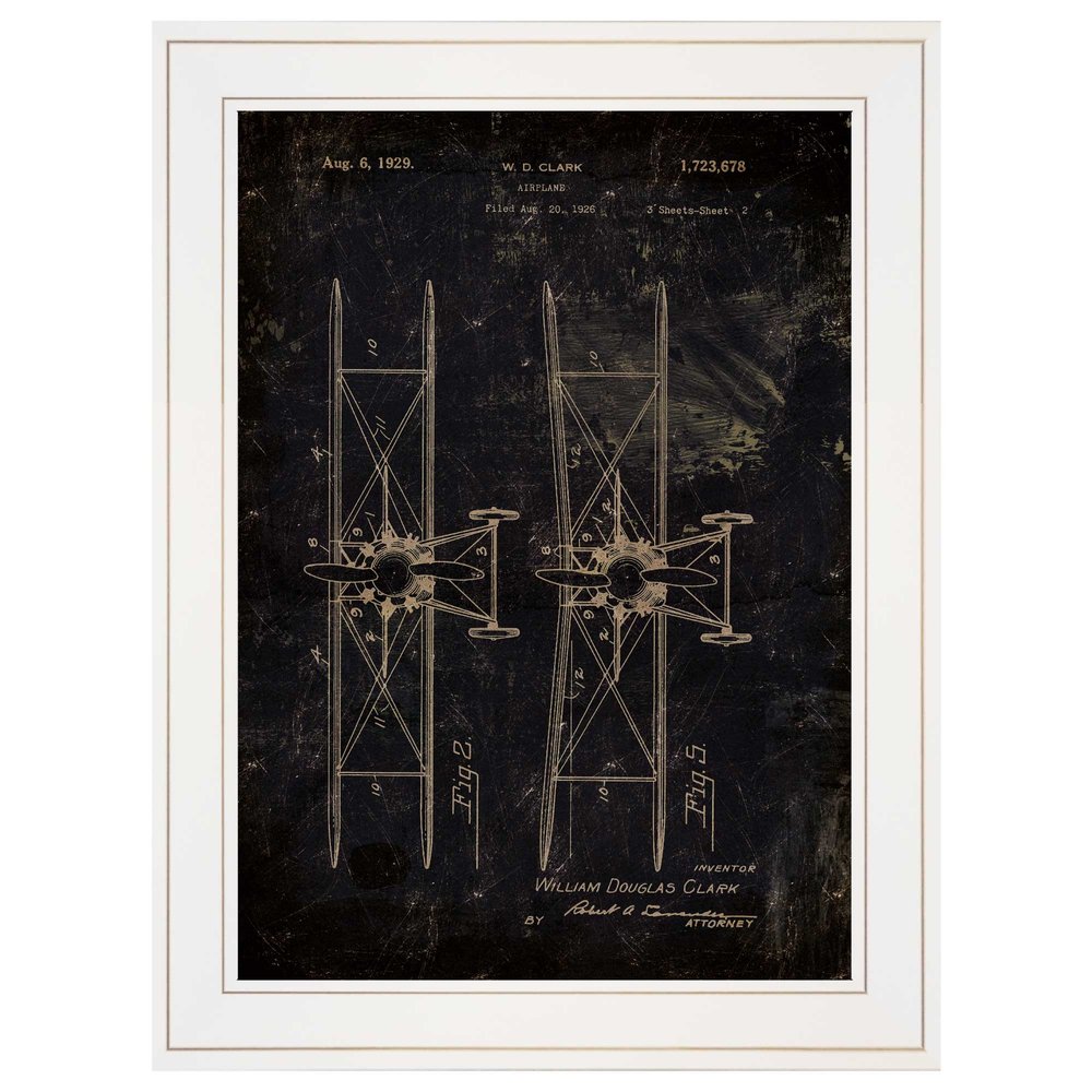 Airplane Patent I 1 White Framed Print Wall Art — view 1