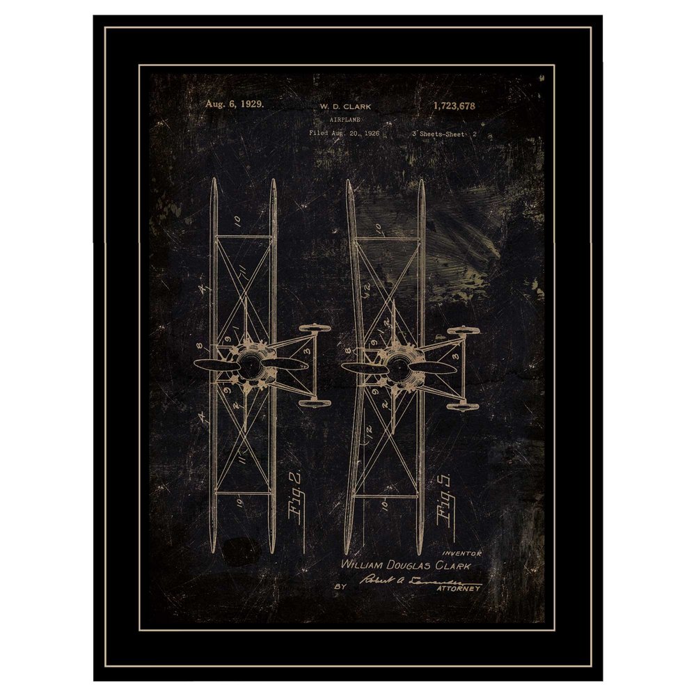 Airplane Patent I 2 Black Framed Print Wall Art — view 1