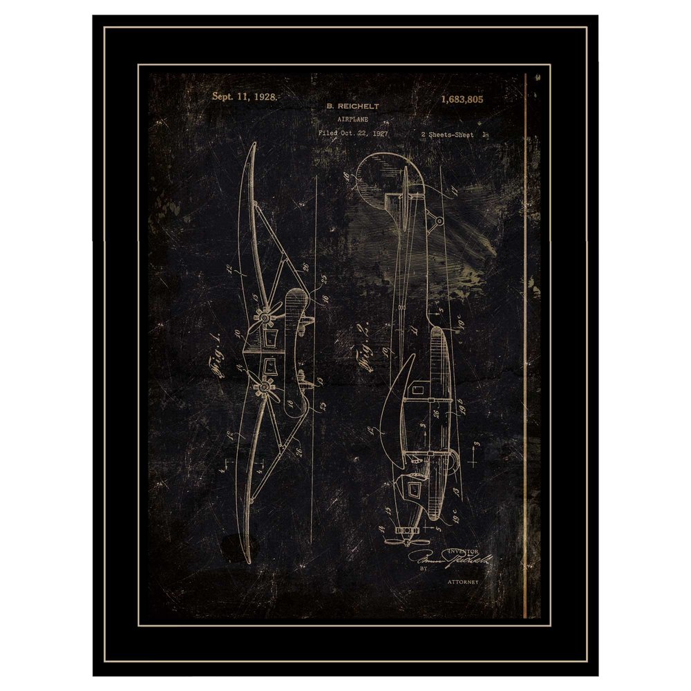 Airplane Patent II 2 Black Framed Print Wall Art — view 1