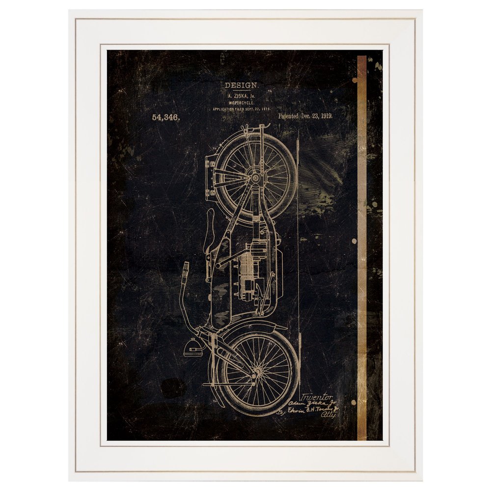 Motor Bike Patent I 1 White Framed Print Wall Art — view 1