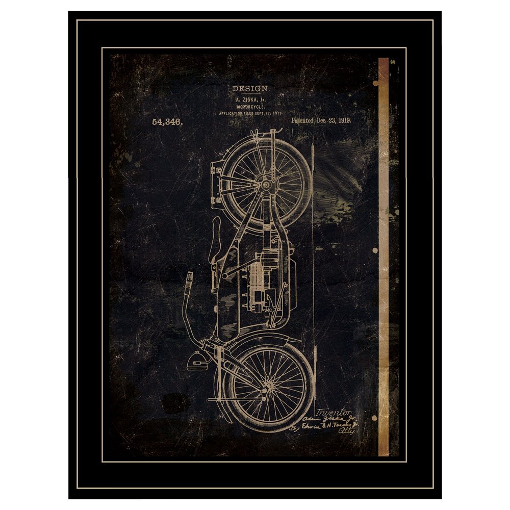 Motor Bike Patent I 2 Black Framed Print Wall Art — view 1