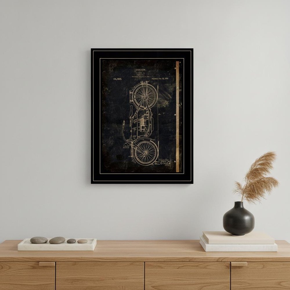 Motor Bike Patent I 2 Black Framed Print Wall Art — view 8